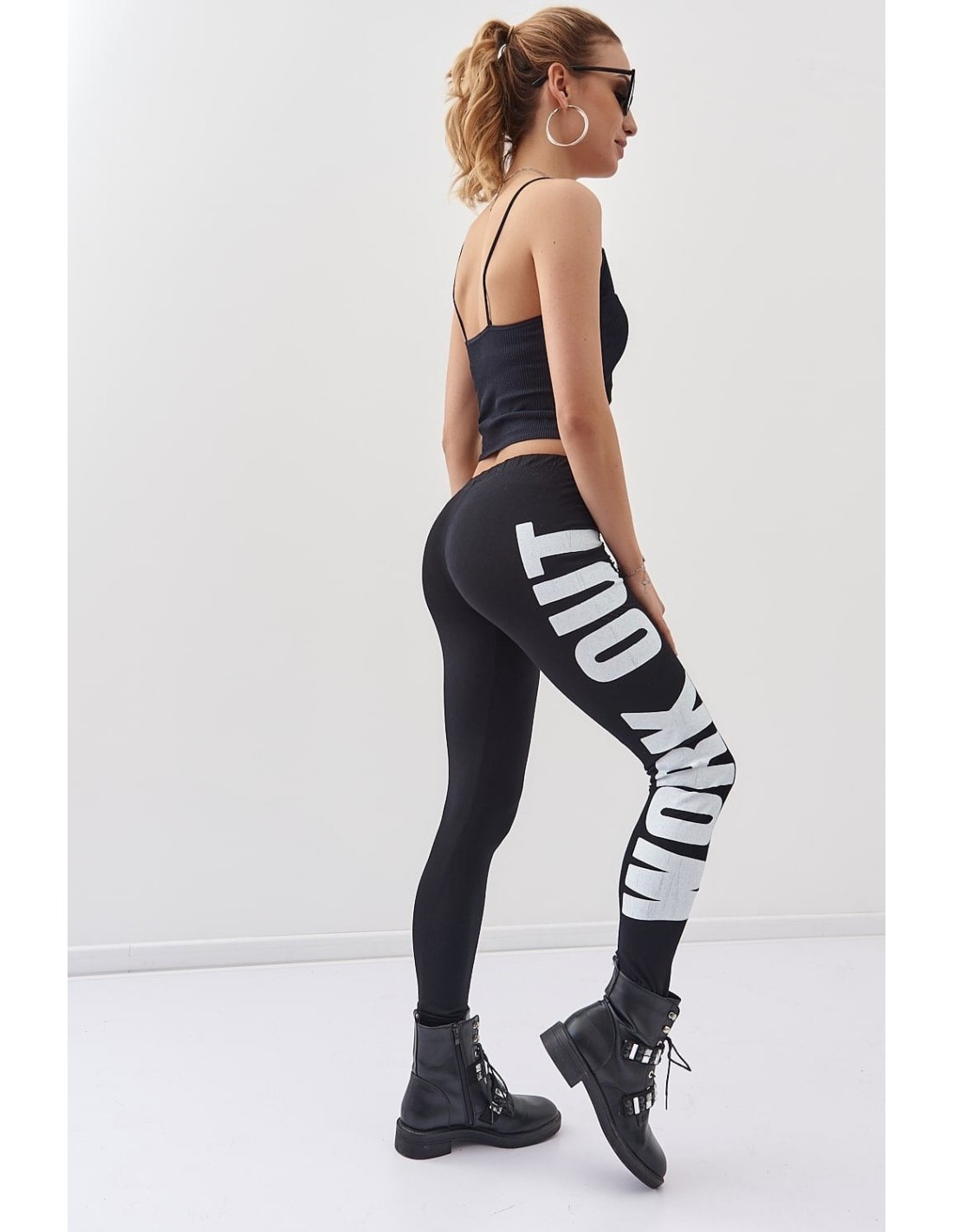 Bequeme Leggings mit Aufschrift, schwarz 9724 - Online-Shop - Boutique